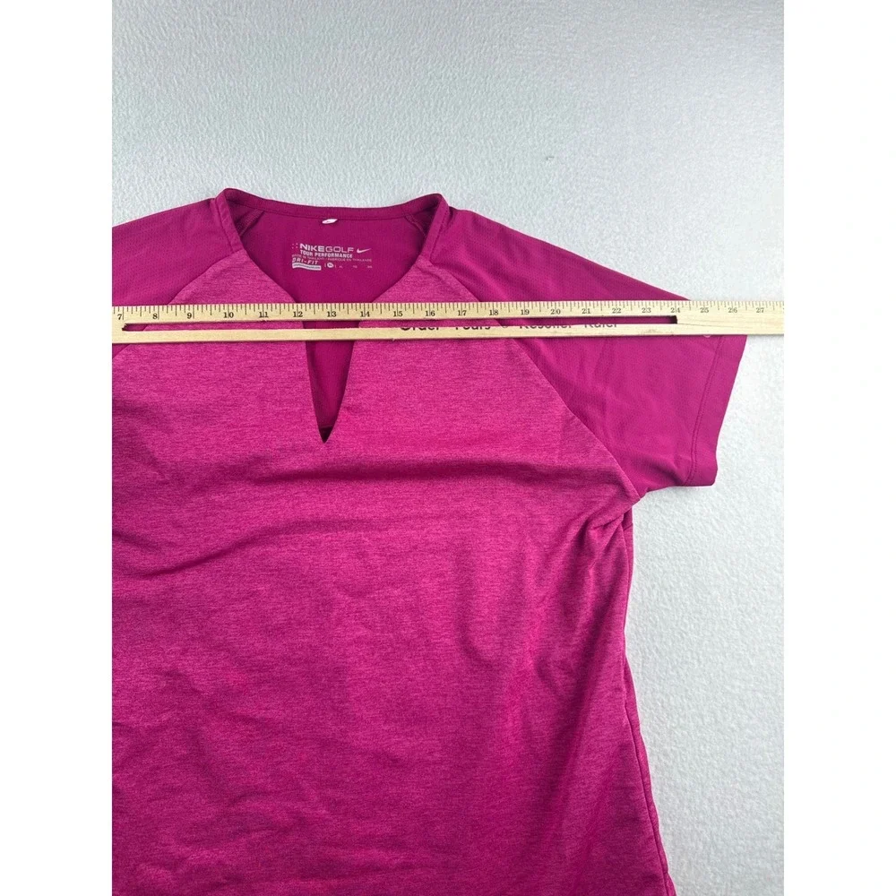 Nike Golf Tour Performance Dri-FIT Pink Short Sleeve Notched V-Neck Top XL